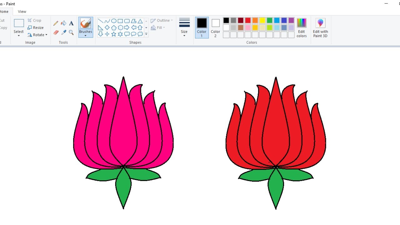 How to Draw Lotus in MS PaintLotus in MS Paint YouTube