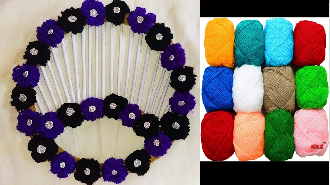 woolen threads craft | super wall decor | how to make a simple wall decor - YouTube