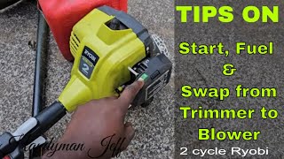 How To Fuel And Start Ryobi 2 Cycle Weed Eater/Blower Swap by Handyman Jeff 85 views 7 days ago 4 minutes, 39 seconds