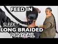 EASY SLEEK (FEED IN) JUMBO BRAIDED PONYTAIL ON MY NATURAL HAIR | PROTECTIVE STYLE