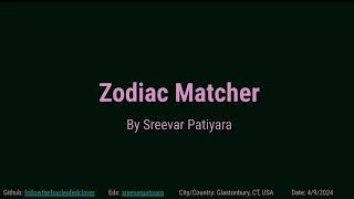 Edx Harvard CS50 Python Final Project Submission: Zodiac Matcher