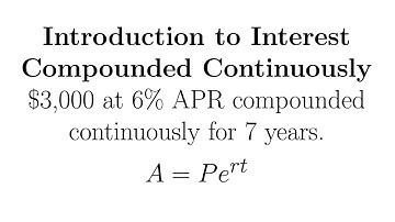 Introduction to Interest Compounded Continuously: A=Pe^(rt)