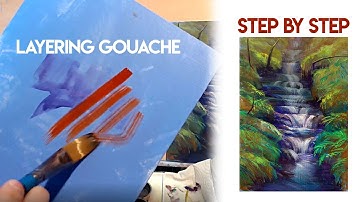 Easy gouache landscape for BEGINNERS ✶ Setup + LAYERING + full step-by-step process