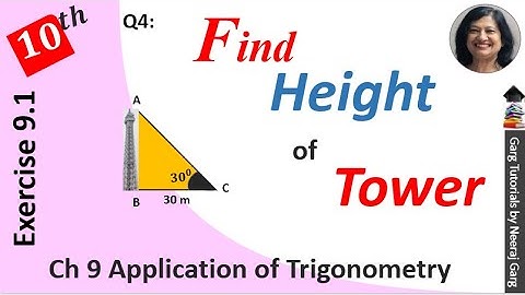 The angle of elevation of the top of a tower from a point on the ground which is 30 m away