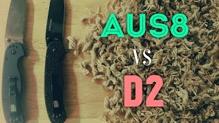 Edge Retention Test! AUS8 vs D2  Ontario Rat 1 Steel Options Compared