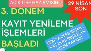 Açik Li̇se Ders Seçme Ve Kayit Yeni̇leme Süreçleri̇ Kaç Ders Seçi̇lecek Resmi̇ Rakam Ders Seçme Ne Zaman