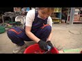 Repair and restore severely damaged handheld cutting machine, broken gear slide cover