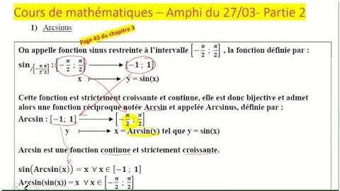 Amphi Maths 1ère année Fonctions Réciproques Partie 2