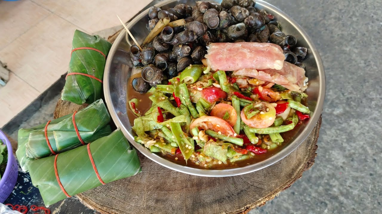 ตำบักถั่วเฒ่ากินแกล้มกับอ่อมหอยจูบของแซบบ้านนอกเฮา กับด้วยส้มวัว #อ้ายcha