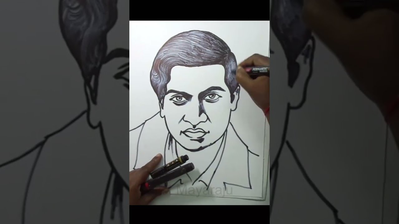 Srinivasa Ramanujan drawing | Easy drawing tutorials | How to draw  Srinivasa Ramanujan #artjanag