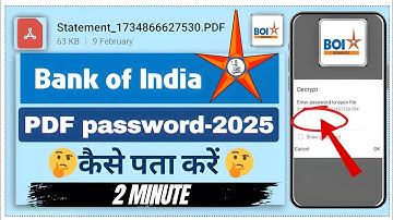 Bank of India PDF password Kaise Pata Kare| BOI PDF password| how to open BOI statement PDF password