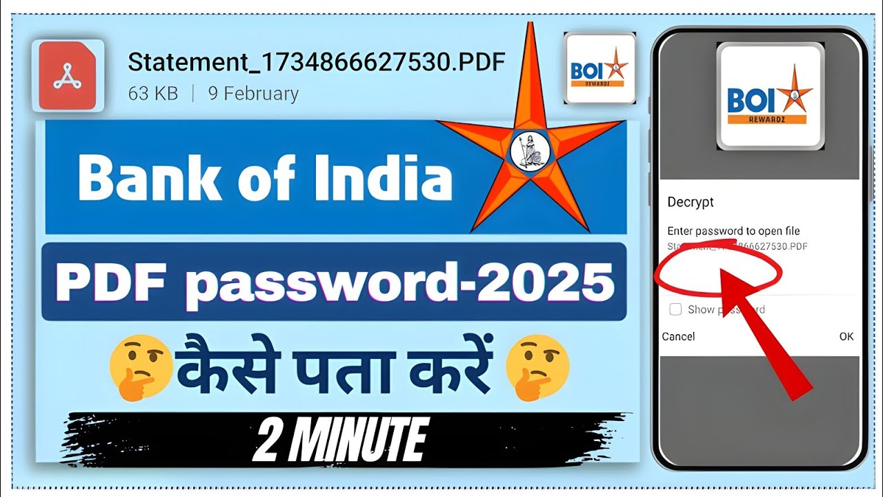 Bank of India PDF password Kaise Pata Kare| BOI PDF password| how to ...