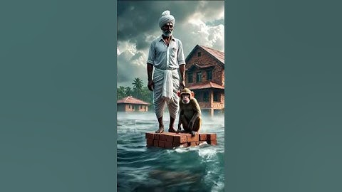 The farmer and the monkey build a house in the desert but the house is destroyed in a flood 😭 #ai