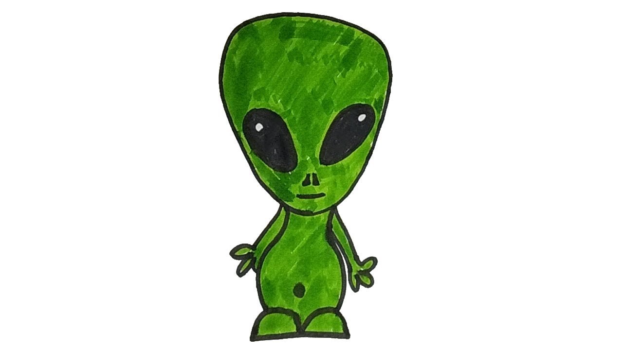 HOW TO DRAW AN ALIEN EASY - DRAWING ALIEN STEP BY STEP 