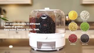 Grain and Rise Storage Container, Grain Dispenser, 360° Rotating Food Dispenser