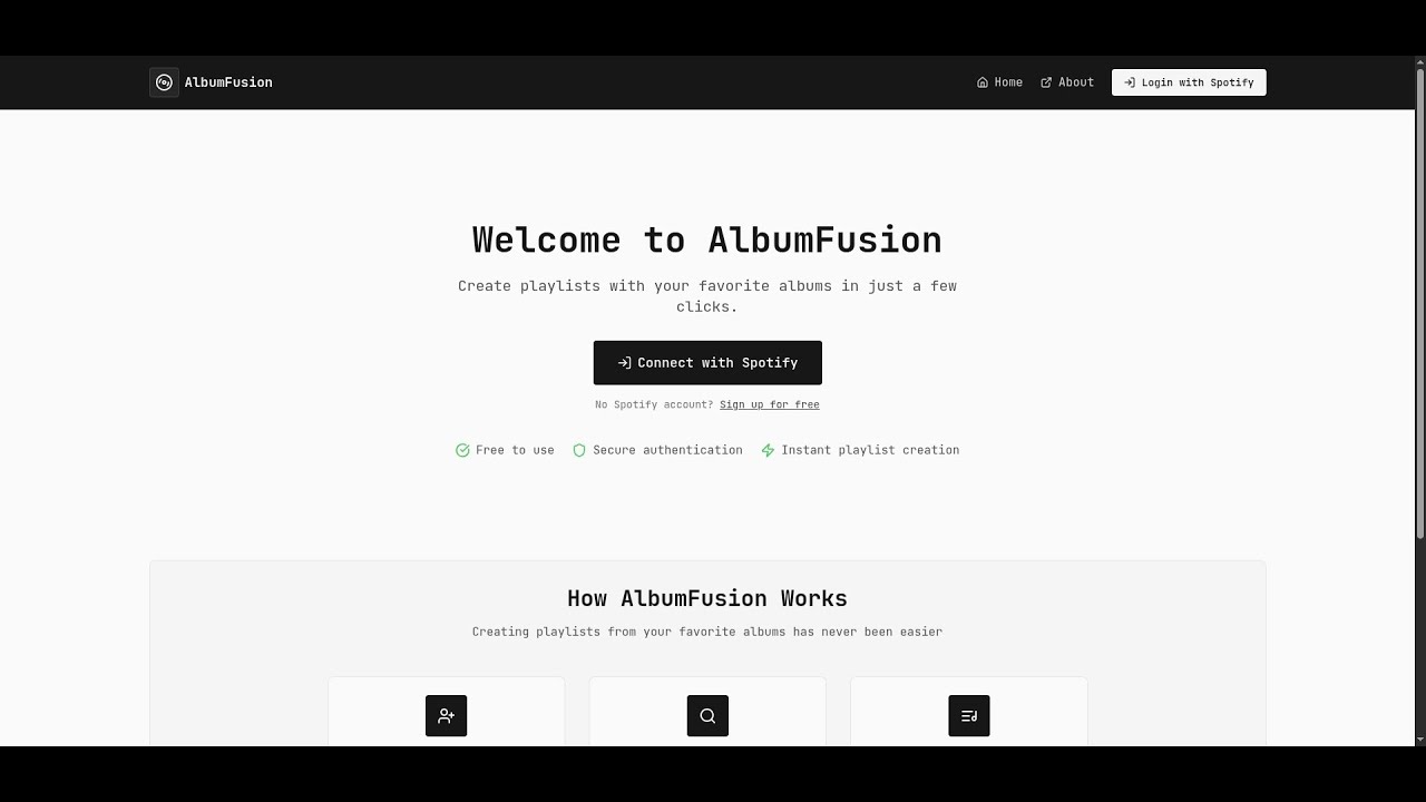 AlbumFusion Demo: Search Spotify Albums & Create Playlists Instantly