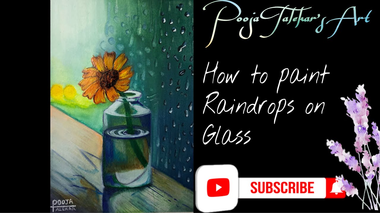 How to paint Raindrops on Glass Easy Watercolour Painting Rainy Days