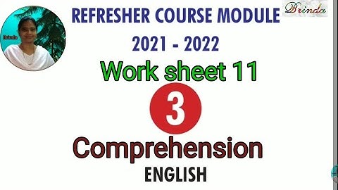 Class 3 worksheet 11 answer Refresher course Module English  Comprehension @BRINDA