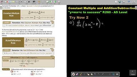 6 2 Rules of Differentiation   Constant Multiple and Addition or Subtraction Rule   part 1