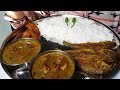 eating show fried fish and shrimp curry eating with rice mukbang Indian food
