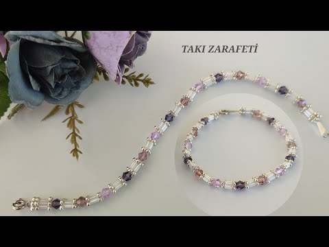 Zarif boru boncuk ile bileklik yapımı/Bracelet making with elegant bugle beads/How to make bracelet.