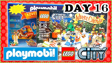 [DAY16] Playmobil & Lego City Christmas Surprise Advent Calendars (with Jenny) - Toy Play Skits!