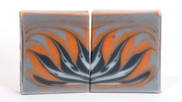 Homemade Soap - Indigo and Paprika Lotus Flower Circling Taiwan Swirl Soap