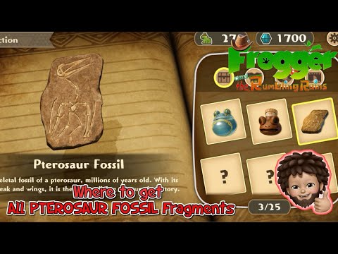 Frogger and the Rumbling Ruins - How and where to get All PTEROSAUR FOSSIL Fragments