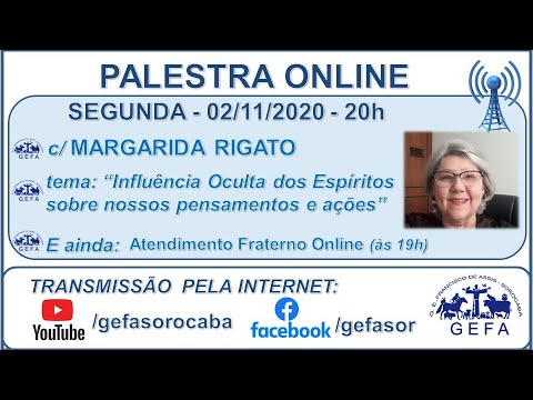 Assista: Palestra online - c/ MARGARIDA RIGATO (02/11/2020)
