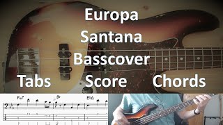 Santana with Europa. Bass Cover Score Tabs Chords Transcription