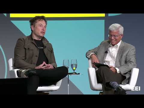 Elon Musk and EEI Chair Pedro J. Pizarro, President and CEO, Edison International at EEI 2023