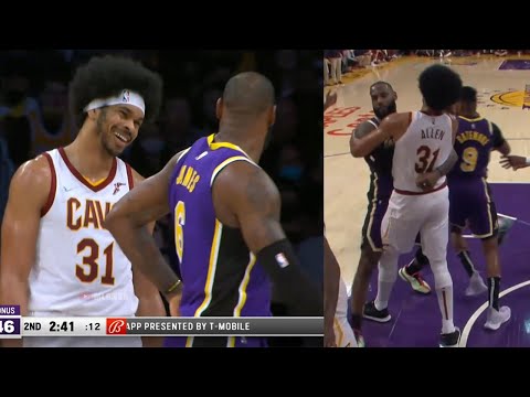 LeBron James bearhugging Jarrett Allen for no reason and getting free throws 🤭