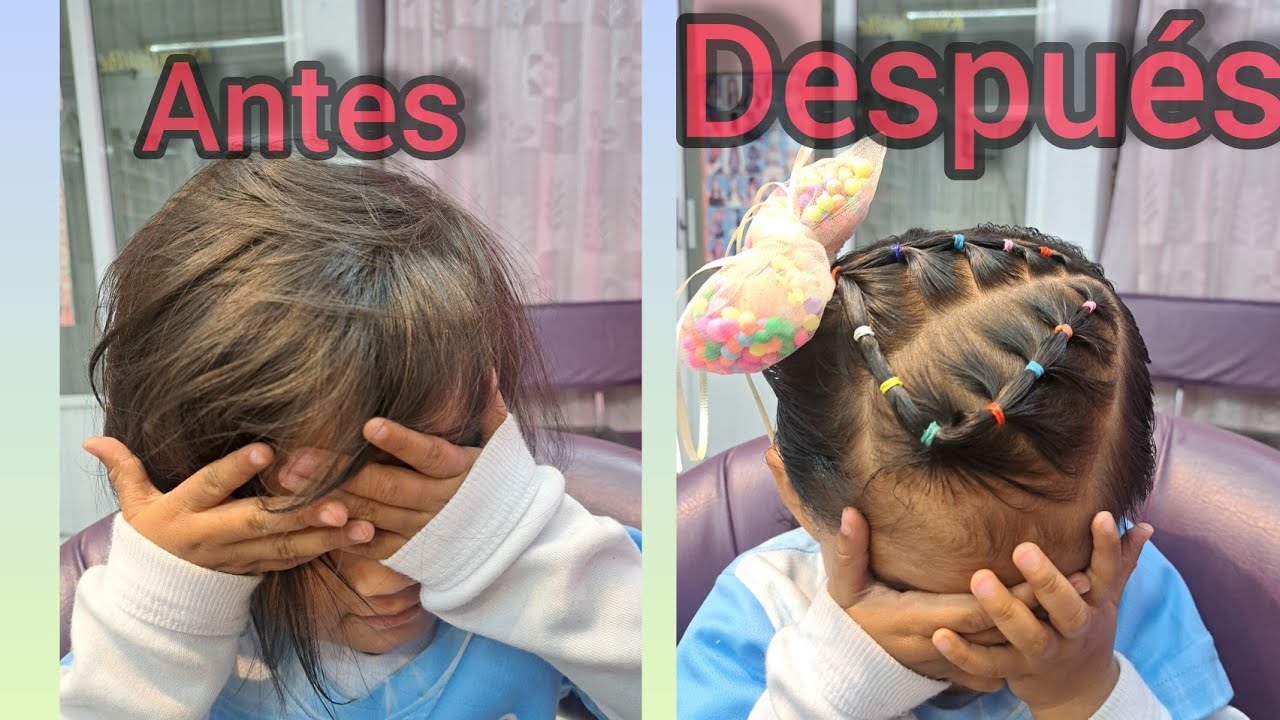 Peinado con liguitas de colores para bebés 👧❤️