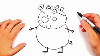 How to draw a Peppa Pig Dad Step by Step | Drawings for Kids