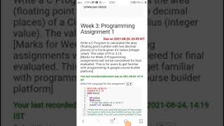 programming assignment 1 of week 3 nptel #nptel  #sudhir  #week3