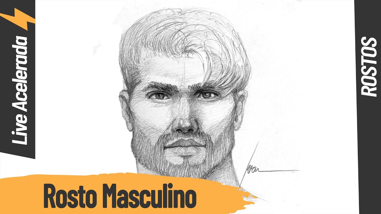 como desenhar rosto masculino de frente passo a passo