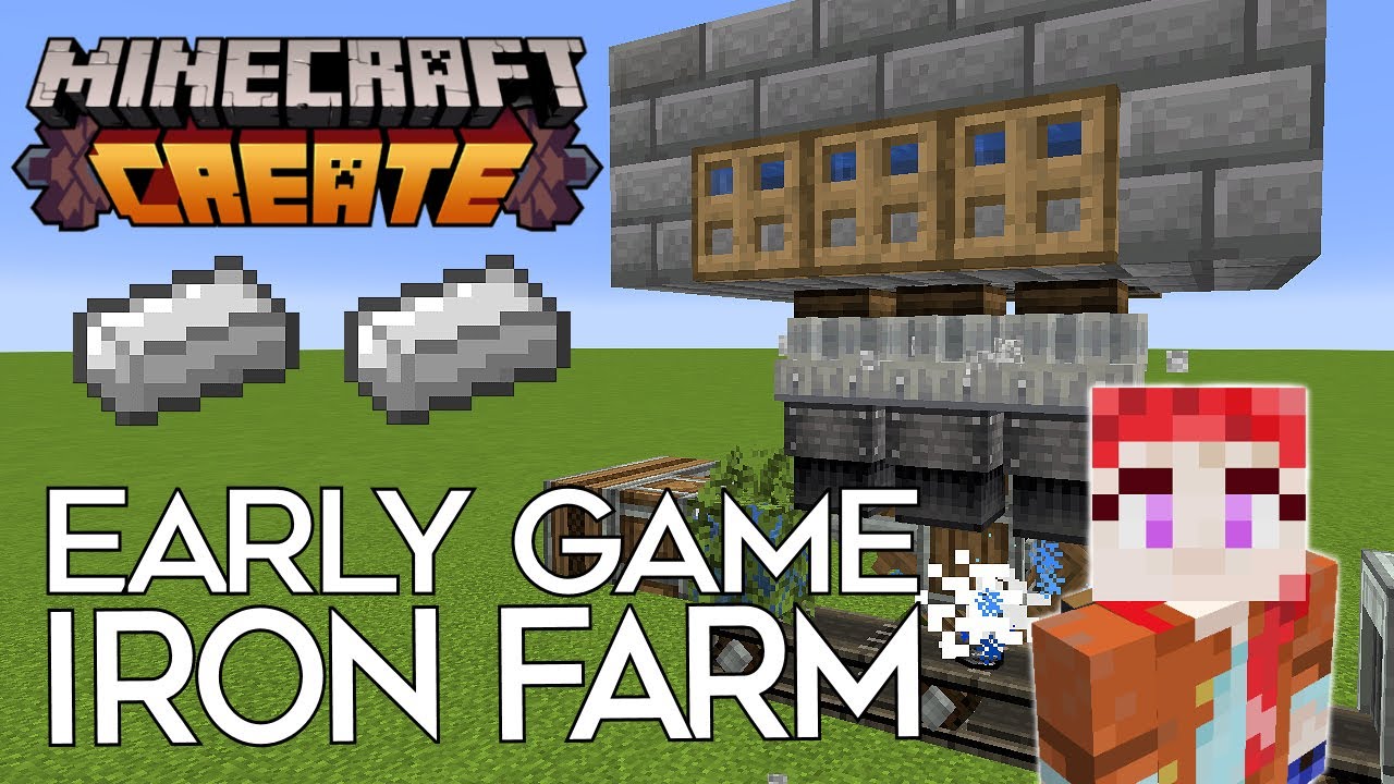 Minecraft Create Mod (1.20.1): Automatic IRON FARM Very Easy and Early ...