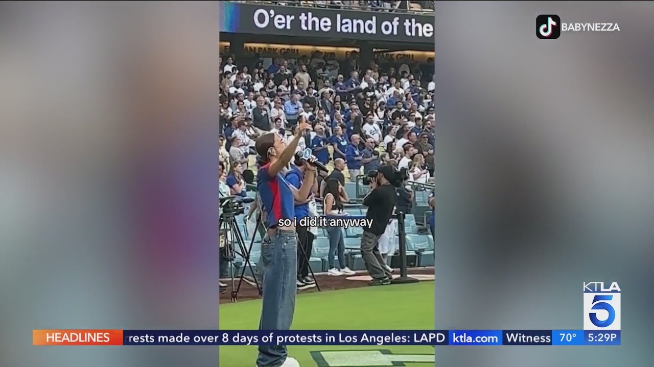 Singer performs in Spanish at Dodger Stadium amid ICE protest tension