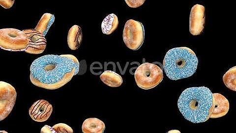 Falling Donuts with Alpha Chanel | Motion Graphics - Envato elements