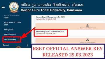 RAJASTHAN SET 2023 OFFICIAL ANSWER KEY RELEASE