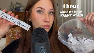 ASMR 1 Hour Repeating Trigger Words✨| Close Whispering, Mouth and Paper Sounds for Sleep
