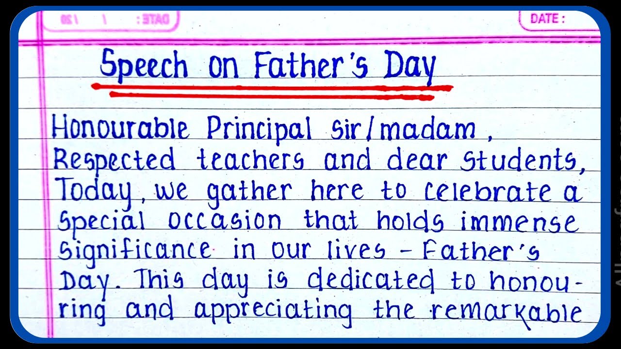 father's day speech writing in english
