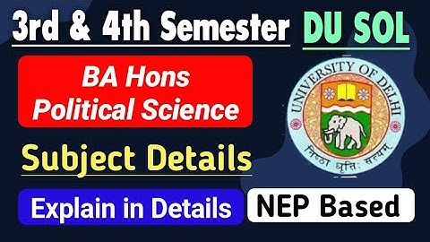 SOL BA Hons Political Science 3rd semester Subject Details | Sol ba hons Pol Science 3rd Semester