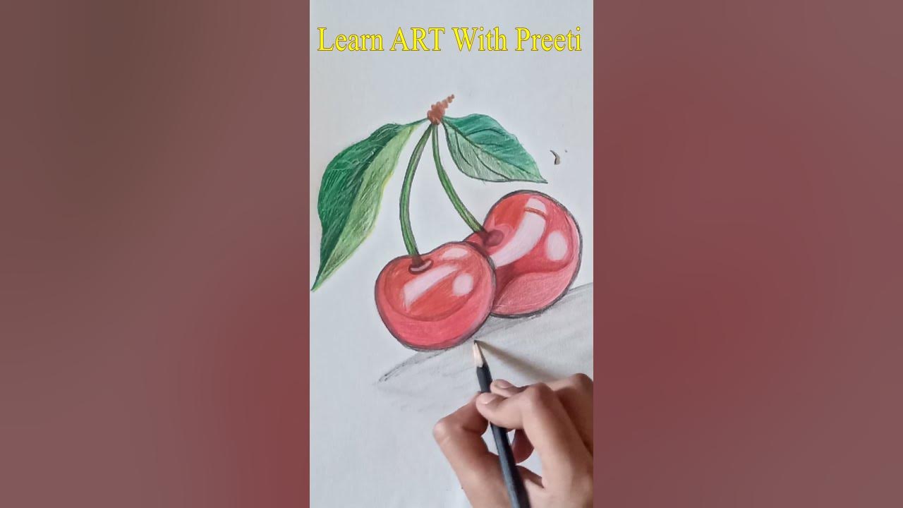 Drawing CHERRY with Color pencil  Tutorial for BEGINNERS 