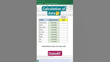 How to calculate age by #datedif #excelsolutions #excel #exceltips
