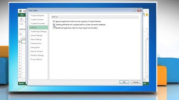 How to view or change the add-in security settings in Microsoft® Excel 2013