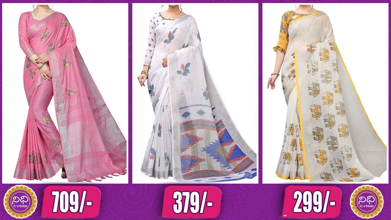 Linen Saree Collection at best price in amazon | Amazon Sarees | Online Shopping | Nidhi Co Trends