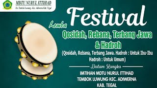 LIVE FESTIVAL LOMBA QOSIDAH REBANA TERBANG JAWA \u0026 HADROH | IMTIHAN MDTU NURUL ITTIHAD TEMBOK LUWUNG