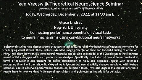 Connecting performance benefits on visual ...using convolutional neural networks |Grace Lindsay, NYU