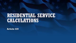 Residential Service Calculations